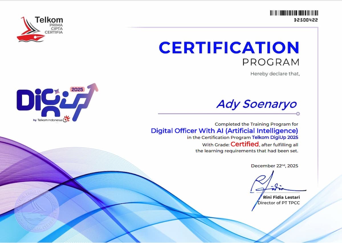Certificate - Digiup 2025 by TelkomDigiup